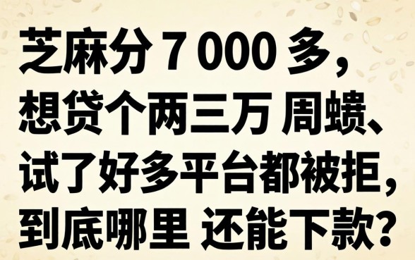 芝麻分700多，想贷个两三万周转，试了好多平台都被拒，到底哪里还能下款？