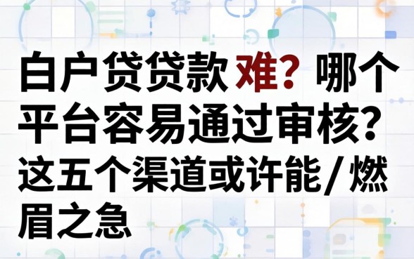 纯白户贷款难？哪个平台容易通过审核？这五个渠道或许能解燃眉之急