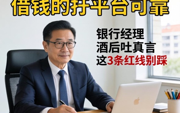 什么好借钱的平台可靠？银行经理酒后吐真言，这3条红线别踩