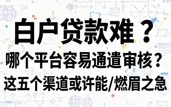 纯白户贷款难？哪个平台容易通过审核？这五个渠道或许能解燃眉之急