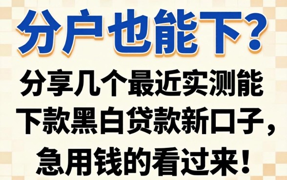 黑户也能下？分享几个最近实测能下款的黑白贷款新口子，急用钱的看过来！