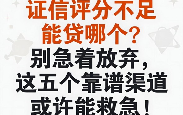 征信评分不足能贷哪个？别急着放弃，这五个靠谱渠道或许能救急！