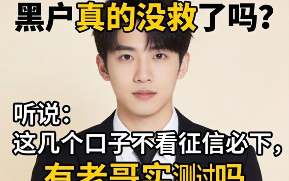 求助！2026年黑户真的没救了吗？听说这几个口子不看征信必下，有老哥实测过吗？