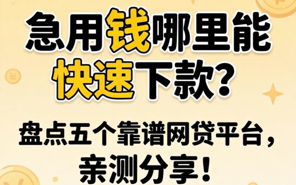急用钱哪里能快速下款？盘点五个靠谱网贷平台，亲测分享！