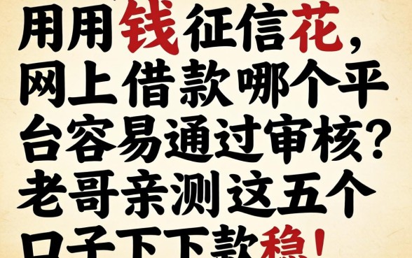 急用钱征信花，网上借款哪个平台容易通过审核？老哥亲测这五个口子下款稳！