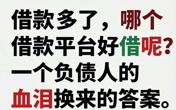 借款多了哪个借款平台好借呢？一个负债人的血泪换来的答案