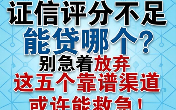 征信评分不足能贷哪个？别急着放弃，这五个靠谱渠道或许能救急！