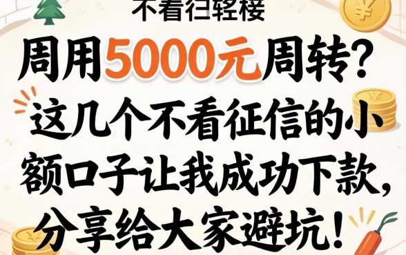 急用5000元周转？这几个不看征信的小额口子让我成功下款，分享给大家避坑！