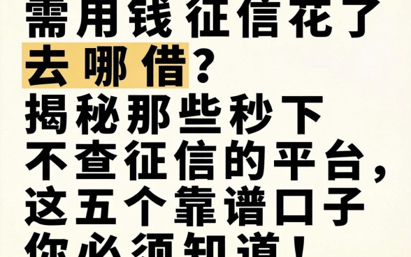 急需用钱征信花了去哪借？揭秘那些秒下不查征信的平台，这五个靠谱口子你必须知道！