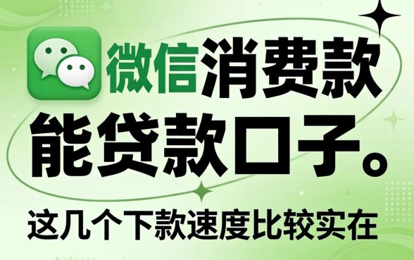 看微信消费就能贷款的口子，这几个下款速度比较实在