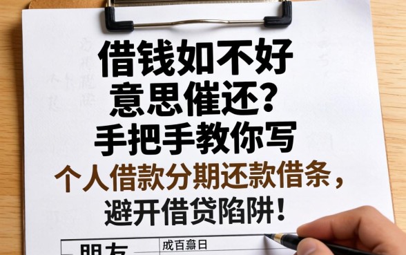 朋友借钱不好意思催还？手把手教你写个人借款分期还款借条，避开借贷陷阱！