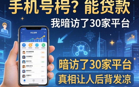 就凭手机号能贷款吗？我暗访了30家平台，真相让人后背发凉