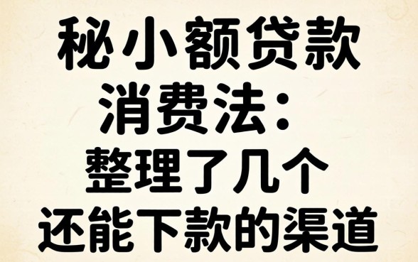 揭秘小额贷款消费法：整理了几个还能下款的渠道