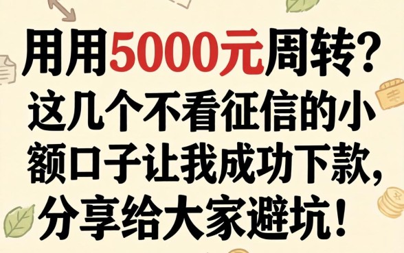 急用5000元周转？这几个不看征信的小额口子让我成功下款，分享给大家避坑！