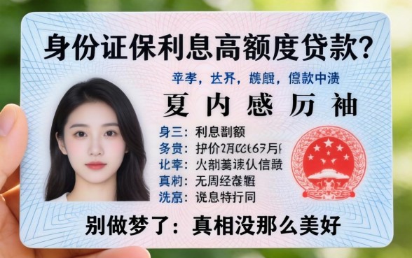 凭身份证低利息高额度贷款？别做梦了，真相没那么美好