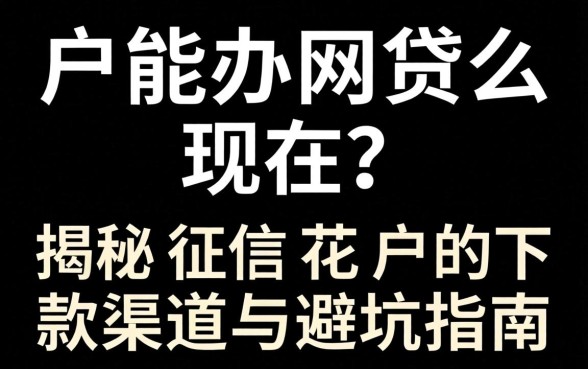 黑户能办网贷么现在？揭秘征信花户的下款渠道与避坑指南