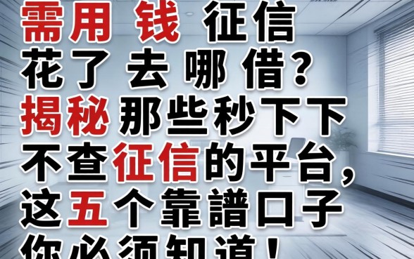 急需用钱征信花了去哪借？揭秘那些秒下不查征信的平台，这五个靠谱口子你必须知道！